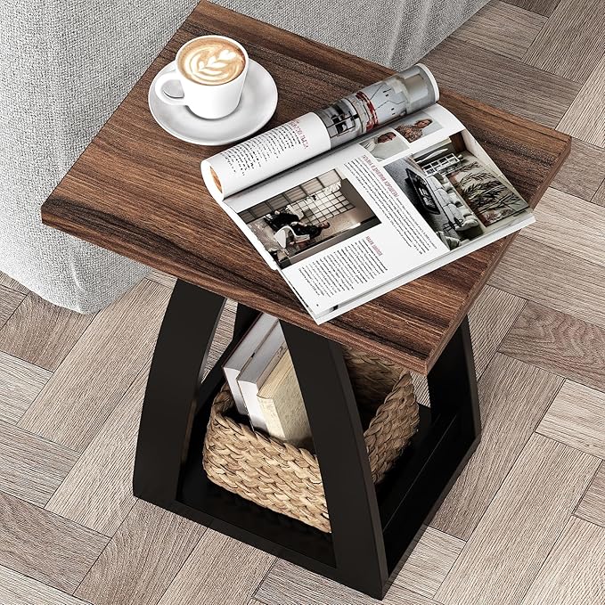 End Table Set of 2, Side Table, Nightstand, Sofa Side Table with Shelf, Modern End Table for Living Room, Bedroom