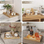 Axeman Wooden Serving Tray with Metal Handles|Ottoman Tray for Breakfast, Bed, Couch|17x13in Ash Wood Coffee Table Trays|Food Drinks Decorative Storage Boards for Ottoman Kitchen, Natural