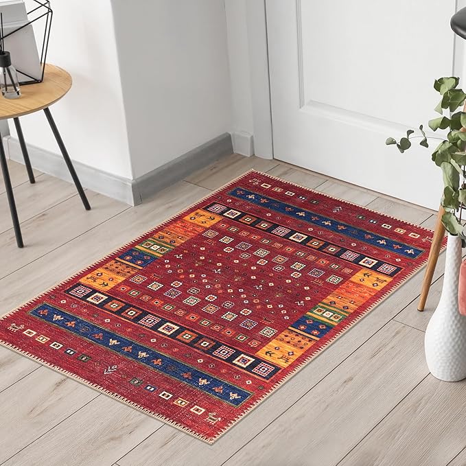 Keen Home Design 2x3 Rug - Machine Washable Entry Rug with Non-Slip Backing, Ideal for Enteryway, Kitchen, Bathroom, Laundry Room - Vintage, Easy Clean, Durable, Low Pile Rug - (2' x 3')