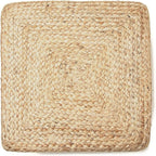 REDEARTH · Cube Pouf Foot Stool Ottoman - Jute Braided Pouffe Poof Accent Sitting Footrest for The Living Room, Bedroom, Nursery, Patio, Lounge & Other Rooms in The Home (14.5”x14.5”x16”; Natural)