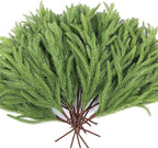 24 Pcs Artificial Norfolk Pine Branches, Faux Norfolk Pine Stems DIY Crafts Faux Christmas Norfolk Pine Branches for Xmas Indoor Outdoor Home Decor (24)