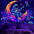 BVBOX Astronaut Space Blacklight Tapestry 79"x59", UV Reactive Astronaut Guitar Moon Universe Galaxy Planet Glow in Dark Music Tapestries, Black Light Neon Upright Poster Wall Hanging Backdrop Decor for Bedroom Living Room