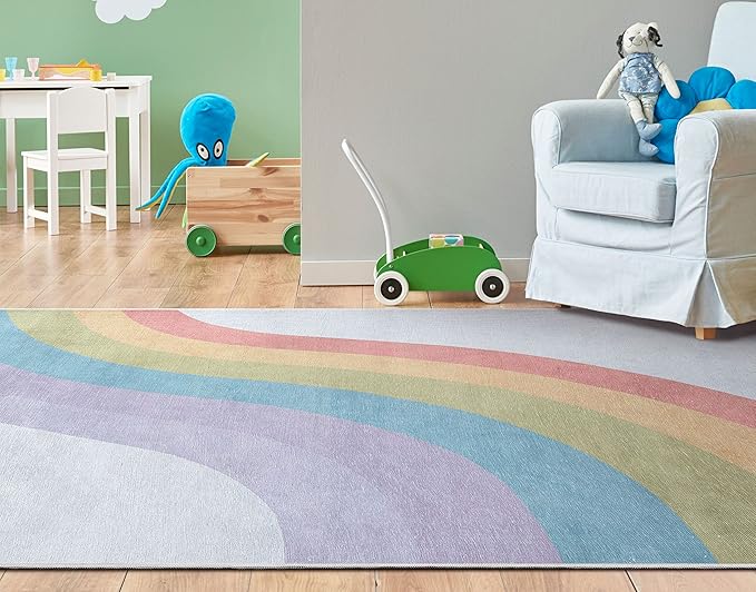 Well Woven Kids Rainbow Rug, 6' x 9', Multi Color
