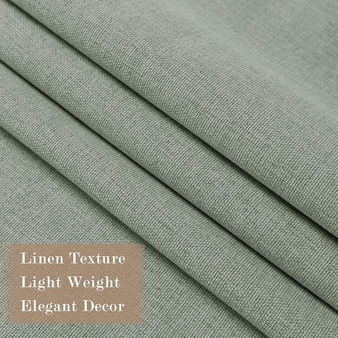 70" W x 108" L Faux Linen Room Divider Curtains, Full Blackout Pinch Pleated Drapes for Traverse Rod, Bedroom Divider Privacy Drapery with Hooks for Ceiling Track, 1 Panel, Fog Green