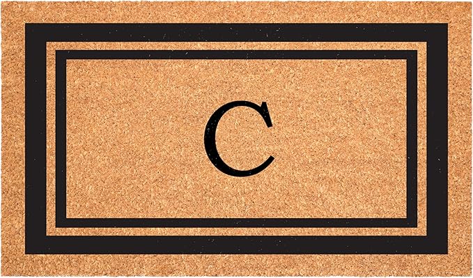 Calloway Mills 152963048C Black Border 30" x 48" Monogram Doormat Letter (C)