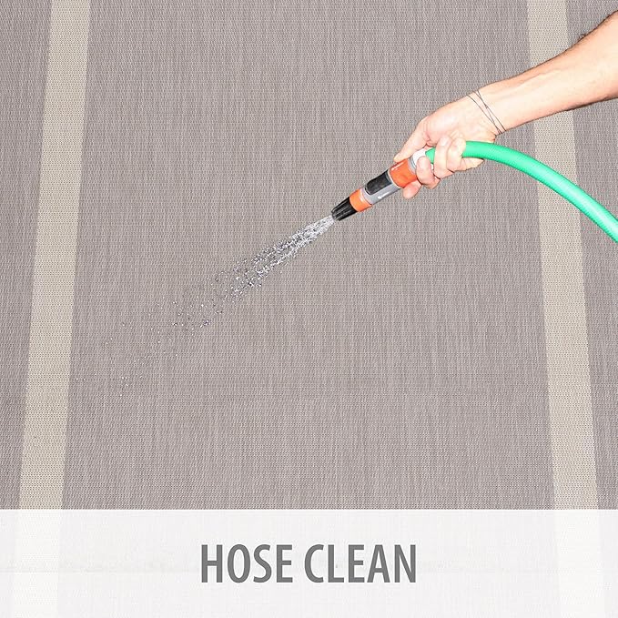 CAMILSON Outdoor Rug 8x10,Modern Outside Rugs for Patios Porches Waterproof Durable Washable Non-Shedding, Easy-to-Clean Indoor Outdoor Area Carpet (8 x 10, Bordered - Gray/White)