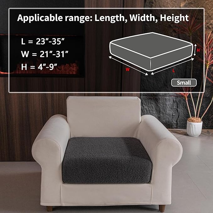 Couch Cushion Covers for Sectional Sofa, Stretch Soft Sofa Slipcovers Washable Wear-Resistant Universal Furniture Protector for Living Room(1 Piece Chair Cover, Dark Gray)