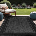 Beverly Rug Large Outdoor Rug 10x14 Modern Bordered Area Rugs for Indoor and Outdoor Patio Deck Porch Garden Waterproof Weather Sun Resistant Washable Outside Carpet (10 x 14 Black)