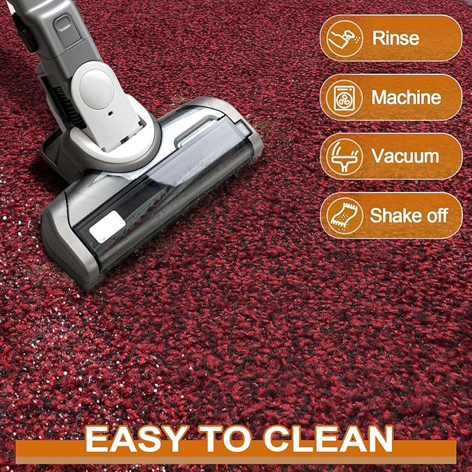 Mibao Front Door Mat, Dirt Trapper Welcome Mat for Outdoor Indoor, Non-Slip Waterproof Doormat, Durable Machine Washable Low Profile Entry Rug for Back Door Outside Patio Porch, 72" x 24", Red