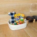 NaturalCozy 5-Piece Rectangle Storage Basket Set- Natural Cotton Rope Woven Baskets for Organizing! Small Basket for Montessori, Baby Nursery, Dog Toy Baskets, Cat Toy Box, Bathroom Organization Bin