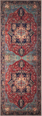 Keen Home Design 2x7 Rug - Machine Washable Runner Rug with Non-Slip Backing, Ideal for Hallway, Entryway, Kitchen, Laundry Room - Vintage, Easy Clean, Durable, Low Pile Rug - (2'6" x 7')
