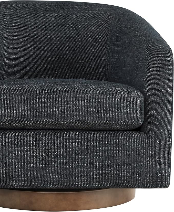 CHITA Swivel Accent Chair, FSC Certified Upholstered Fabric Barrel Chair for Living Room, Fully Assembled, Midnight
