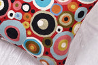 Red Polka Dots Pillow Cover | Reds Contemporary Pillows | Farmhouse Chair Cushion | Modern Outdoor Pillows | Red Throw Chair Pillow | Hand Embroidered Cushions Wool Size - 18x18