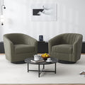 Swivel Barrel Accent Chair, Modern Round Chenille Fabric Arm Chair for Living Room, Bedroom, Comfy Club Reading Chairs for Adults（Chenille Fabric, Tan, Set of 2