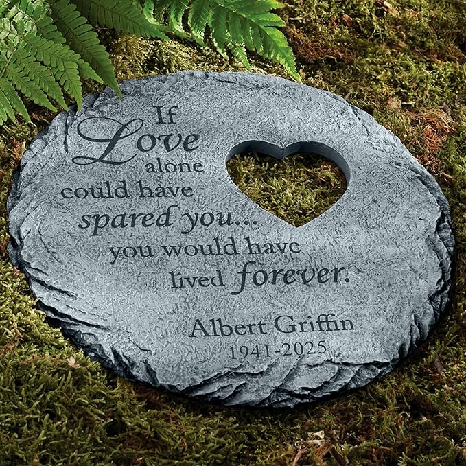 Let's Make Memories Personalized Memorial Stone - Sympathy Garden Marker - Durable, Weather-Resistant Cast Resin - Engraved with Your Loved One's Name - Personalized Condolences - 12" Diameter