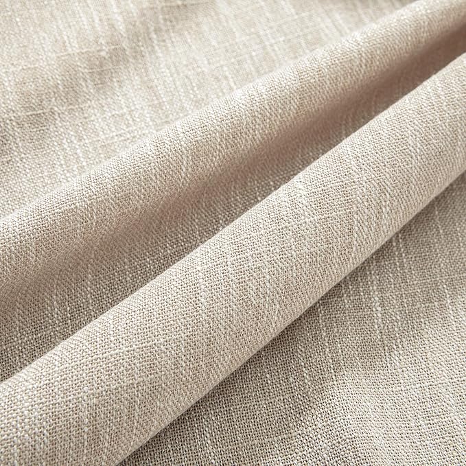 MYSKY HOME Ceiling Curtains for Living Room, Soft Cotton Curtain Polyester Blend Semi Sheers Light Filtering Window Treatments Decor Back Tab Top Panel, 50" x 95", Light Oatmeal, 2 PCs