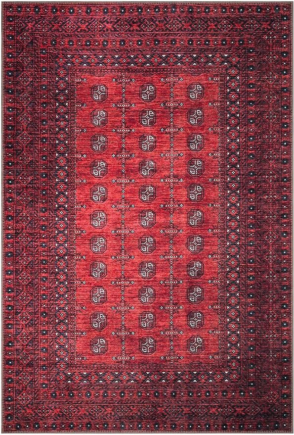 Keen Home Design 8x10 Rug - Machine Washable Area Rug with Non-Slip Backing, Ideal for Living Room, Dining Room, Bedroom - Vintage, Easy Clean, Durable, Low Pile Rug - (8' x 10')