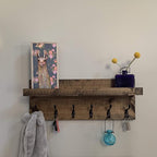 Coat Rack with Shelf Wall Mounted with Storage (Choose Your Length) Towel Rack Entryway Organizer Key Hooks (16" L (4 Hooks))