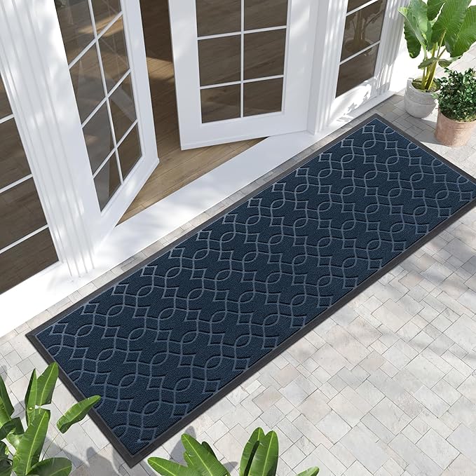 Yimobra Front Door Mat Outdoor Indoor 72x24, All-Season, All-Weather, Heavy Duty Welcome Door Mats Outside Entrance, Non Slip Porch Patio Entrance Mat, Blue