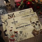 Umigy 6 Pcs Halloween Placemats 12"x18" Gothic Bat Placemats Kitchen Decoration Washable Witch Place Mats Rectangle Skull Table Mats for Halloween Dining Table Accessories(Poster Style)