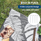 GAOMON Outdoor Rug 9x18 Waterproof Patio Rugs Reversible Outdoor Plastic Straw Rug Camping Mat, Foldable Portable RV Picnic Carpet with Bag & 4 Stakes, UV Resistant Carpet for Deck Balcony, Grey
