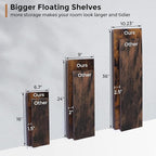 Floating Shelves - 2 Pack 9 Inch Rustic Wooden Wall Shelves - Extra Deeper & Thicker Wall Mounted Storage Shelf for Living Room, Kitchen, Farmhouse - 24" W x 9" D x 1.6" H - Rustic Brown