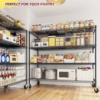 REIBII 55.5''W Storage Shelves 2500LBS Wire Shelving Rack with Wheels 75.6" H Heavy Duty Shelving Unit Adjustable Metal Shelves for Storage Rack Shelving for Kitchen Pantry 2PCS