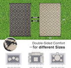 OLANLY Outdoor Rug 6x9 ft Waterproof, Outdoor Plastic Straw Rug with Geometric Pattern Clearance, Reversible RV Mat for Patio, Camping, Balcony, Deck, Backyard, Black & Beige