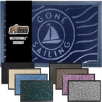 GORILLA GRIP 100% Waterproof All-Season WeatherMax Doormat 35x23, US Designed Natural Rubber, Stain and Fade Resistant, Low Profile Indoor Outdoor Door Mats, Easy Clean Patio Mat, Blue Sailing