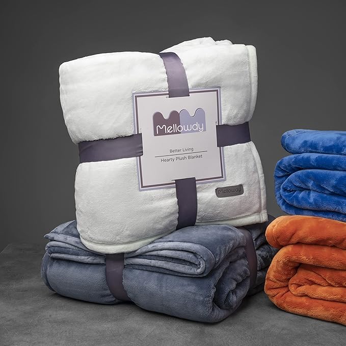 Mellowdy Extra Thick Hearty Plush Flannel Blanket (Pale Mint, 60x80) - 500GSM Twin Size Warm Blanket for Winter, Fall | Soft, Fluffy, Cuddly, Perfect for Bed, Oversized Throw for Couch, Sofa