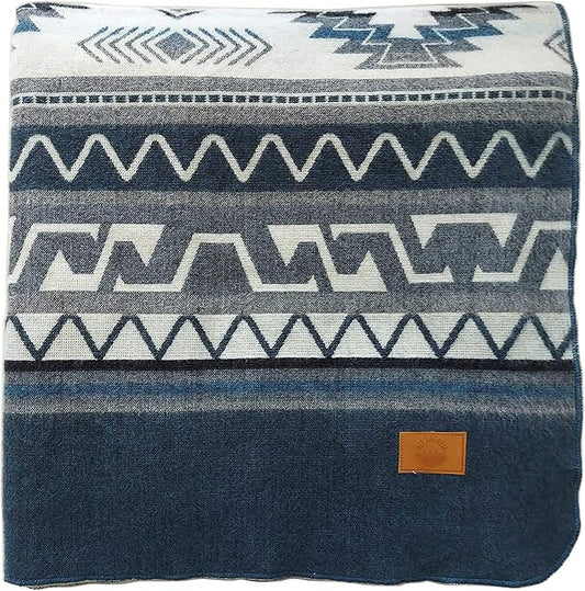 Off the Grid Inca Aztec Throw Blanket | Southwest Indian Navajo Boho Style | Native Woven Western Cover for Camping, Bedding, Couch