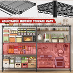 REIBII 69.8" W Storage Shelves 1250LBS Wire Shelving Unit 4 Tier Metal Shelving for Storage Rack Shelves Adjustable Heavy Duty Garage Shelf Pantry Shelves Kitchen Shelving, 69.8"Wx15.8"Dx62.9"H,Black