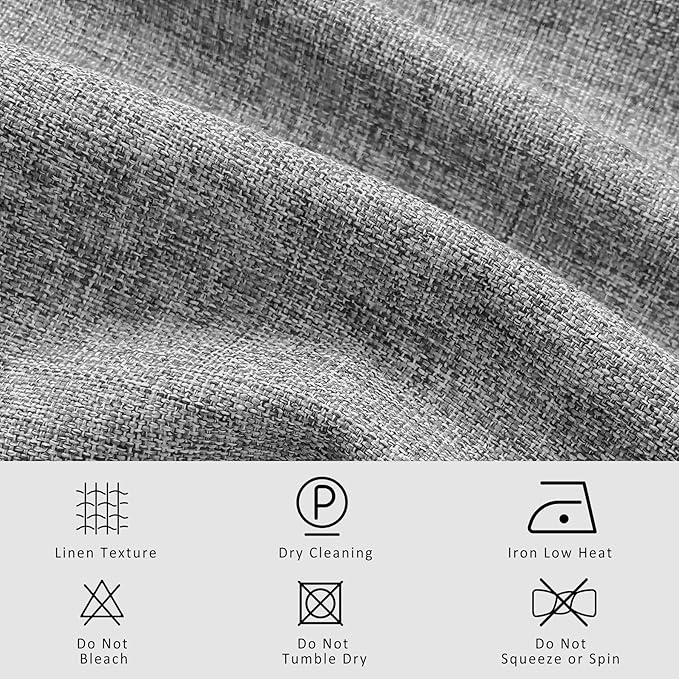 Macochico 120”Wx102”L 100% Blackout Linen Curtains Pinch Pleated Thermal Panels for Sliding Door Bedroom Living Room Farmhouse Shabby Chic Light Grey Burlap Curtains with Tieback 1 Panel