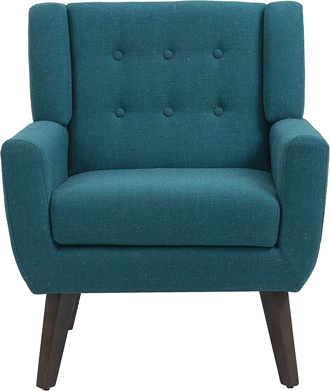 UIXE Accent Chair, Modern Upholstered Armchair in Fabric for Living Room, Comfy Club Arm Chairs Single Sofa Button Tufted Bedroom Reading Seat - Turquoise Blue, Set of 2