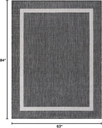 Bordered Outdoor Rug 5x7 Washable Outside Carpet for Indoor Patio Porch Waterproof Easy Cleaning Non Shedding Area Rugs Gray 5 x 7