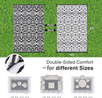 OLANLY Outdoor Rug Waterproof 6x9 ft Clearance, Reversible Outdoor Plastic Straw Rug with Floral Pattern, RV Mat for Patio, Camping, Balcony, Deck, Backyard, Black & White
