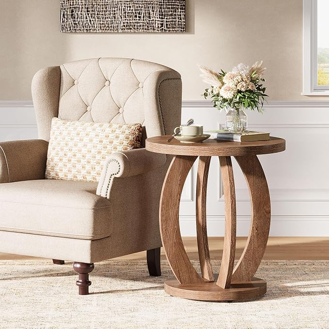 Tribesigns Round Side Table with Storage