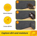 JSEI Dirt Trapper Door Mat 32"x48" Non-Slip Washable Entrance Mat, Dog Doormats, Absorbent & Fade-Resistant Floor Mats, Low Profile Welcome Mats for Entryway, Front Door, and Inside Entrance,Dark Grey