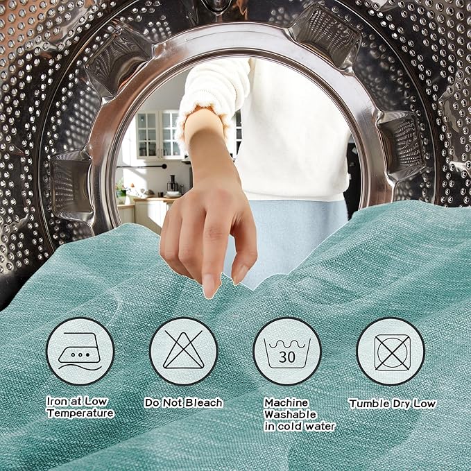 MYSKY HOME Sheer Curtains 63 Inch Length for Bedroom, Window Curtain Panels Light Filtering Privacy Protect Drapes Set, Boho Farmhouse Style Texture Soft Touch, 50" x 63", Turquoise, 2 Panels