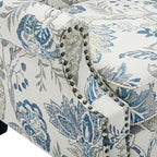 UIXE High Back Floral Accent Chairs Set of 2, Upholstered Armchair in Fabric, Retro Printed Wingback Arm Chair for Living Room, Nailhead Trim Single Sofa Bedroom Reading Seat - Plants Blue
