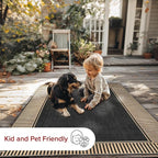 nuLOOM 9'6" x 12' Outdoor Area Rug, Casual Design With Striped Border, Stain Resistant, Highly Durable, For Patio, Balcony, Bedroom, Living Room, Dining Room, Bathroom, Dark Grey