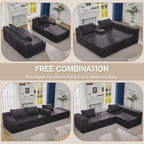 Hobestluk Modular Sectional Sofa Couches 108" L-Shape Couch 3 Seat Modular Sofa Memory Foam Sectional Couches for Living Room, Boneless Couch with Oversized Chaise (Grey, Right Facing)