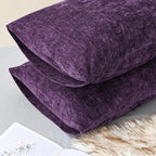 CaliTime Throw Pillow Covers Decorative 20 X 26 Inches Pack of 2 Cozy Chenille Standard Pillow Shams Cases for Couch Sofa Bed Living Room Home Plum Purple