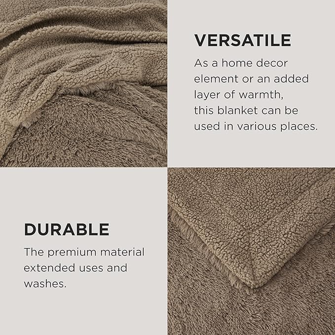 Bedsure GentleSoft Fuzzy Sherpa Faux Fur Twin Blanket, Brown Cozy Gifts for Women Men, Soft Fleece Plush Warm Minky Thick Blanket Twin Size for Bed, Couch, Brown Room Decor Dorm Essentials, 60x80
