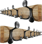 SKOLOO 43-Inch Wood Burnt Coat Rack Wall Mount with 8 Triple Hooks - Ideal for Family Entrances, Classrooms, and Pet Supplies Storage - Perfect Coat Hooks for Wall, Pack of 2