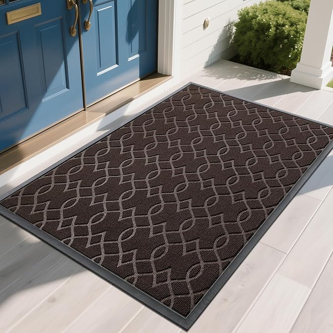 Yimobra Front Door Mat Outdoor Indoor 60x36, All-Season, All-Weather, Heavy Duty Welcome Door Mats Outside Entrance, Non Slip Porch Patio Entrance Mat, Coffee