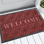 Yimobra Welcome Mat Outdoor Indoor, All-Season Waterproof Front Door Mat Outside Entrance, All-Weather Heavy Duty Non-Slip Doormat, Low Profile Porch Patio Entrance Mats, 36x24, Red