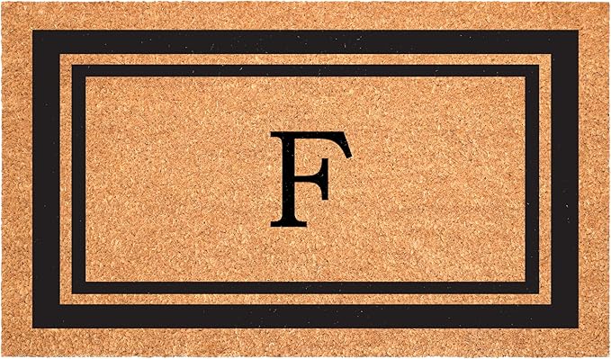 Calloway Mills 152962448 Black Border 24" x 48" Monogram Doormat (Letter F)