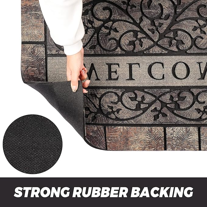 Thick Welcome Mats Outdoor, 24 * 36" Large Front Door Mat Entrance, Durable Welcome Mat for Front Door, Heavy Duty No Slip Rubber Outdoor Mats for Home Entrance