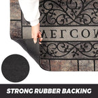Thick Welcome Mats Outdoor, 24 * 36" Large Front Door Mat Entrance, Durable Welcome Mat for Front Door, Heavy Duty No Slip Rubber Outdoor Mats for Home Entrance